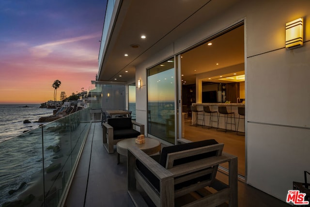 balcony with a water view