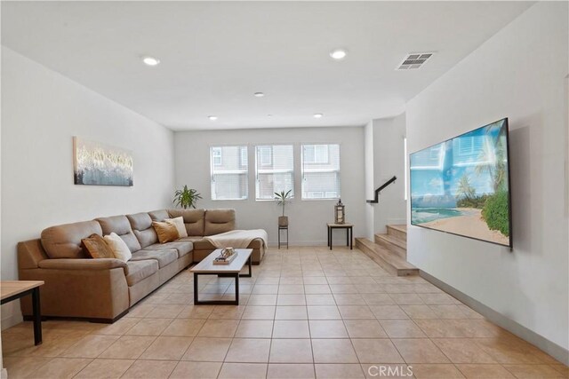 view of tiled living room