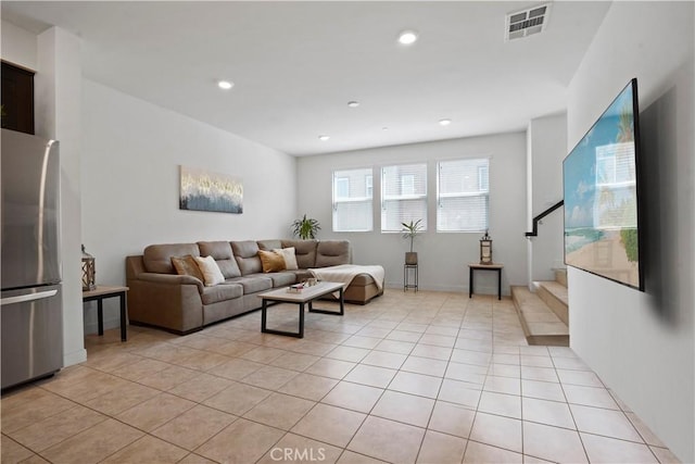 view of tiled living room