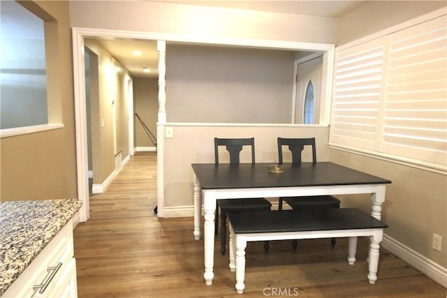 dining area featuring light hardwood / wood-style flooring