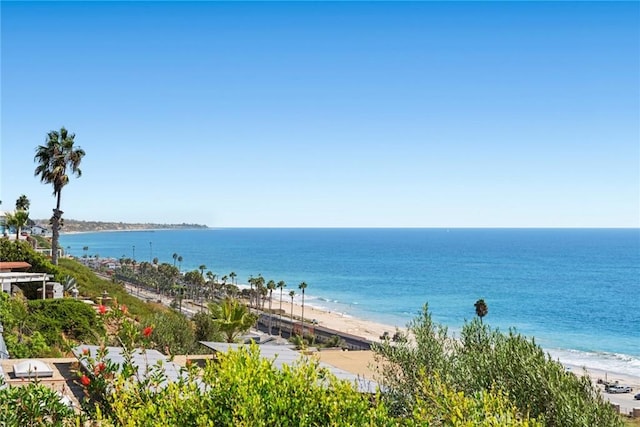 property view of water with a beach view