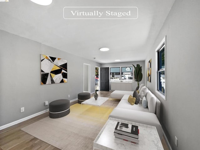 living room featuring light hardwood / wood-style flooring