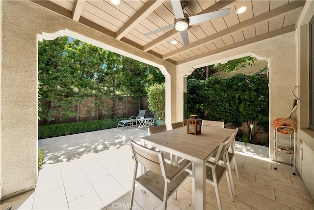 view of patio / terrace featuring ceiling fan