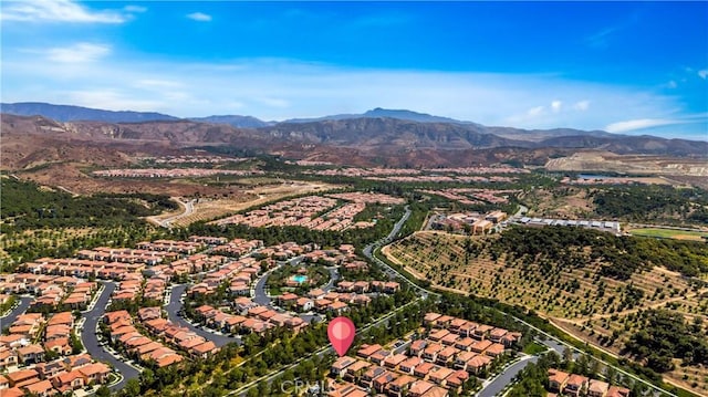 aerial view with a mountain view