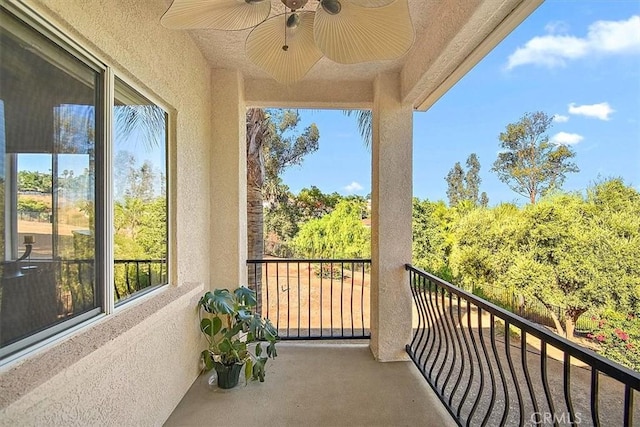 balcony with ceiling fan