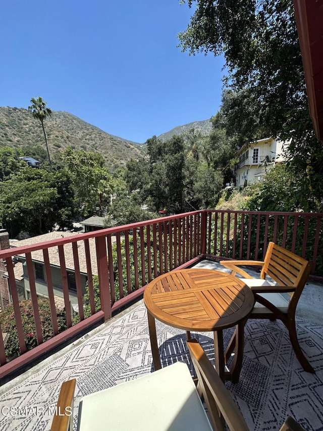 deck with a mountain view