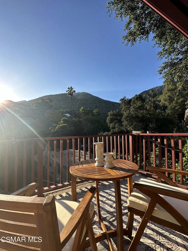 deck featuring a mountain view