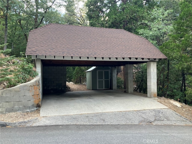 garage with a carport