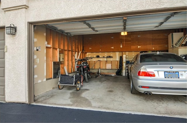 garage with a garage door opener