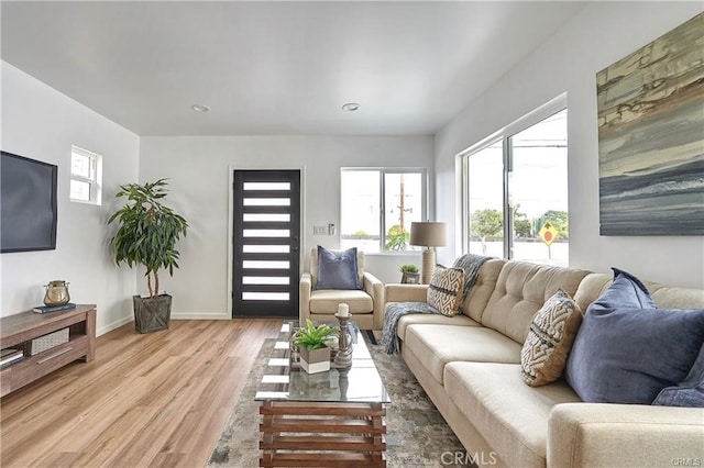 living room featuring light hardwood / wood-style flooring