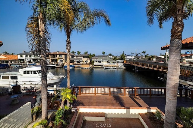 view of dock featuring a water view