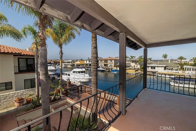 balcony with a water view