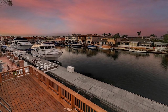 dock area featuring a water view