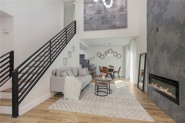 living room with light hardwood / wood-style floors