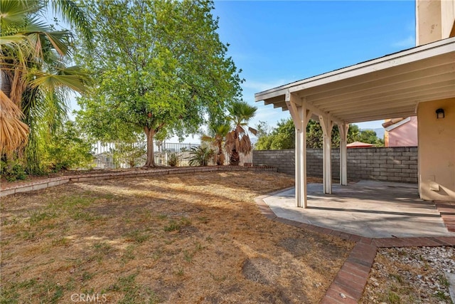 view of yard with a patio area