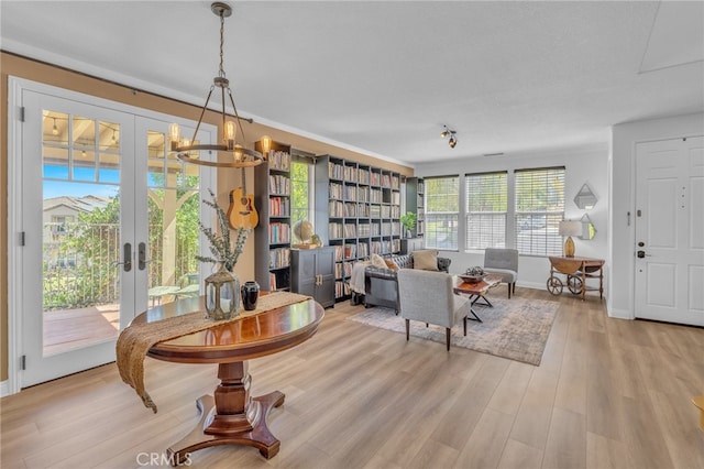 interior space featuring french doors, hardwood / wood-style flooring, and plenty of natural light