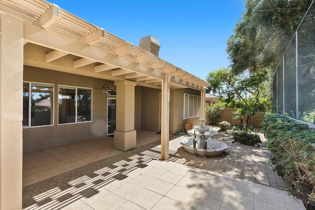 view of patio / terrace featuring a pergola