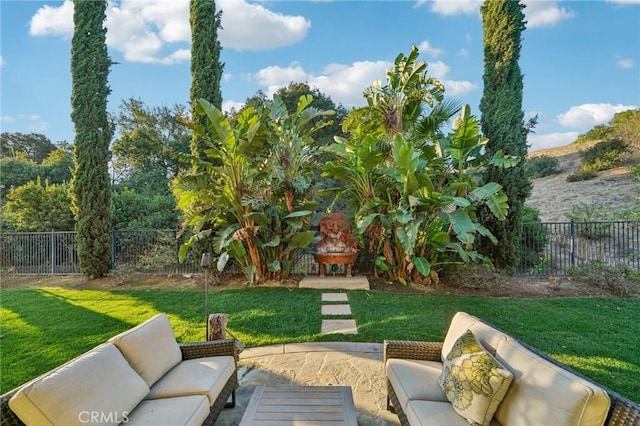 view of patio with an outdoor living space