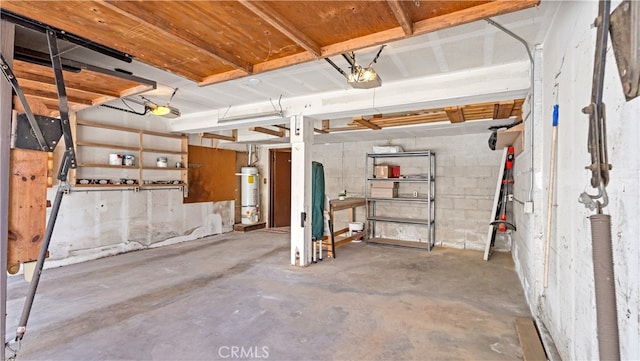 basement with secured water heater