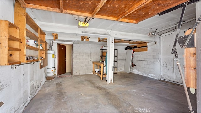 basement with strapped water heater