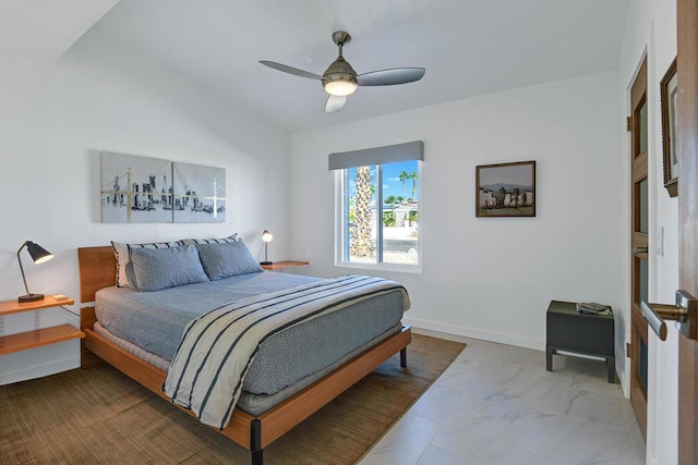 bedroom featuring ceiling fan