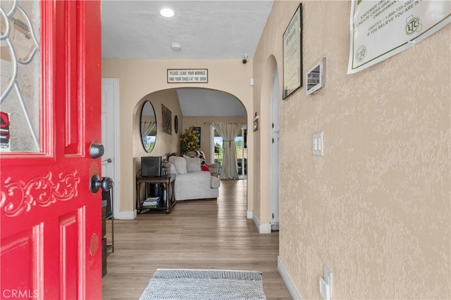 foyer entrance featuring light hardwood / wood-style floors