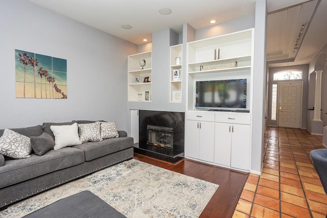 view of tiled living room