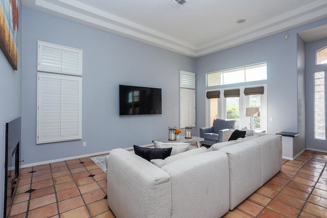 view of tiled living room