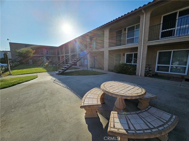 view of community featuring a patio