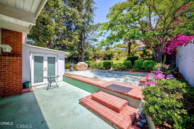 view of patio / terrace featuring french doors