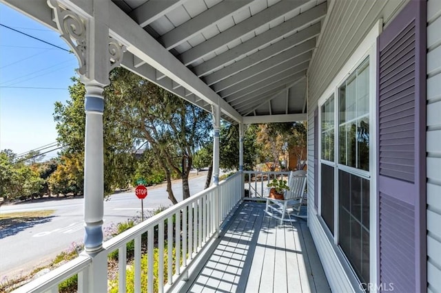 deck featuring covered porch