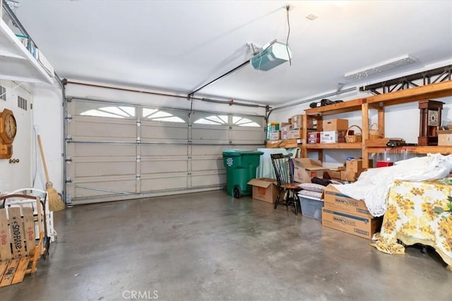 garage with a garage door opener