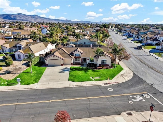 aerial view with a mountain view