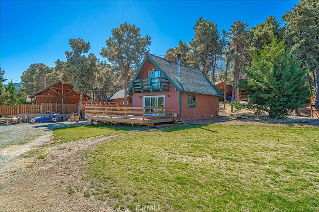 view of yard with a deck