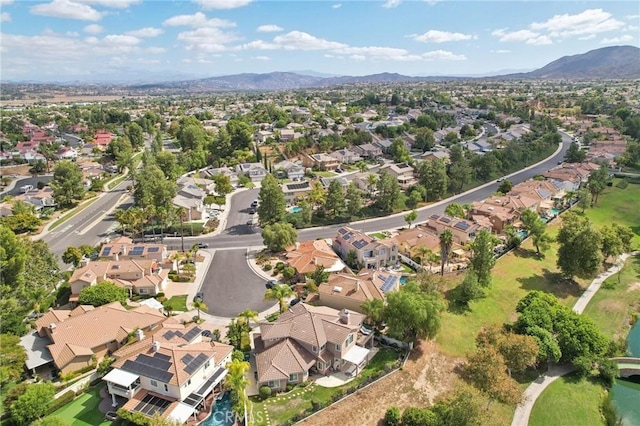 aerial view with a mountain view