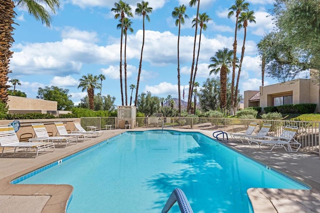 view of swimming pool featuring a patio