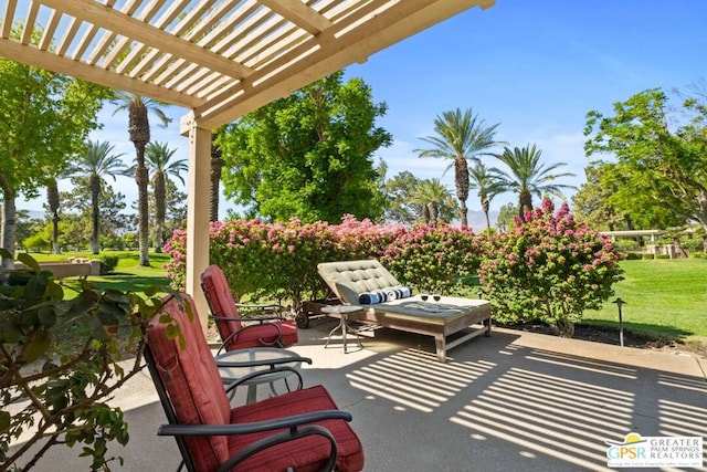 view of patio featuring a pergola