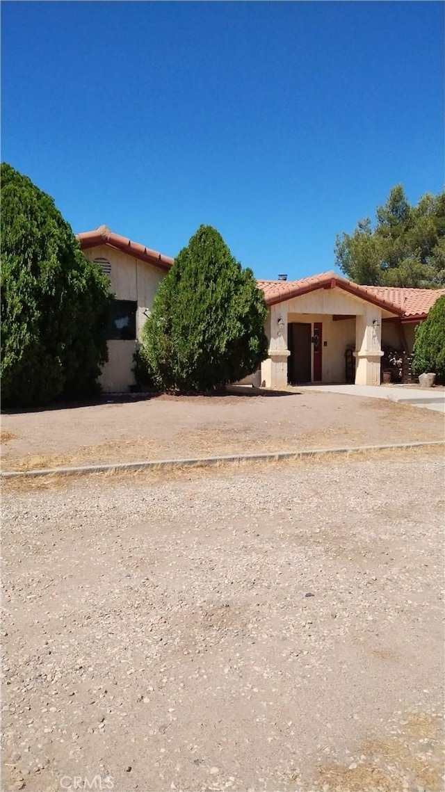 view of front of property with a garage