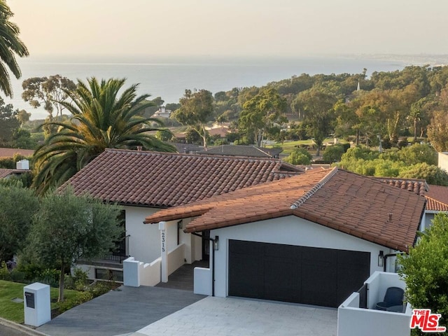 view of front of property with a garage