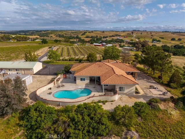 bird's eye view with a rural view