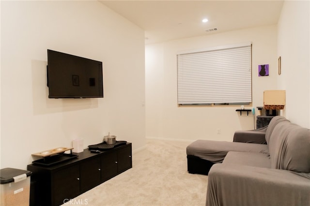 living room with carpet flooring