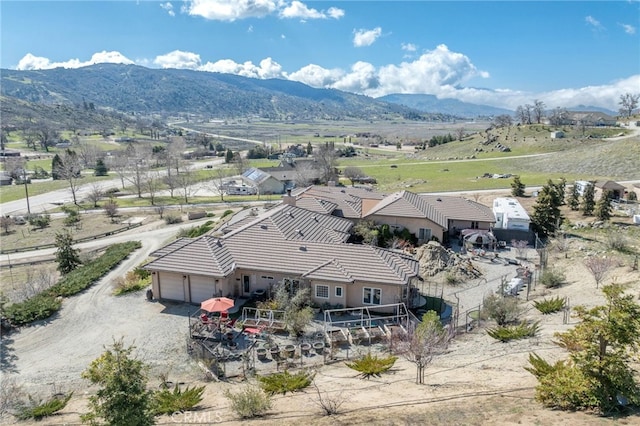 drone / aerial view with a mountain view