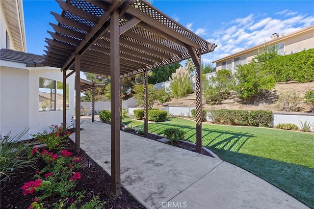 view of patio / terrace featuring a pergola