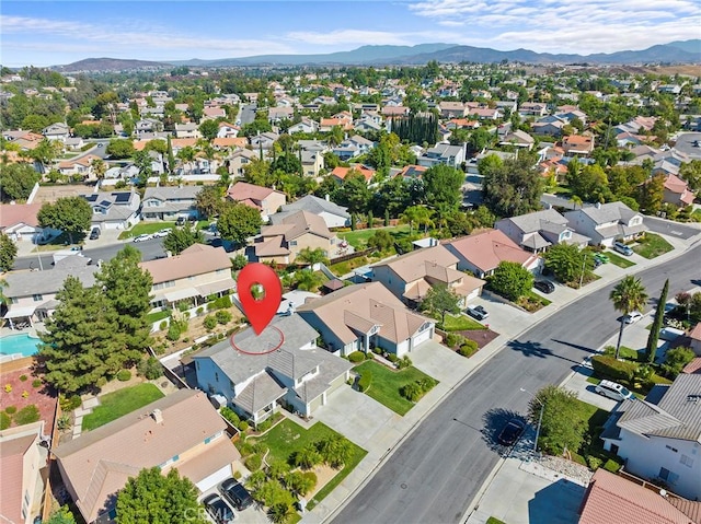 bird's eye view with a mountain view