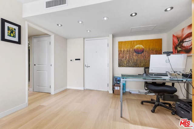 office space featuring light hardwood / wood-style flooring