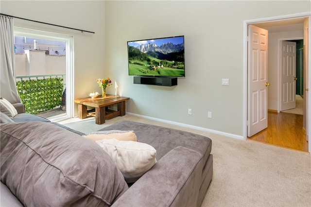 living room featuring light wood-type flooring