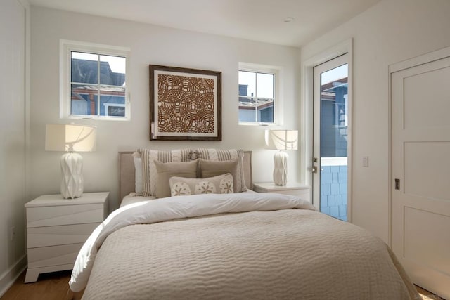 bedroom featuring wood-type flooring