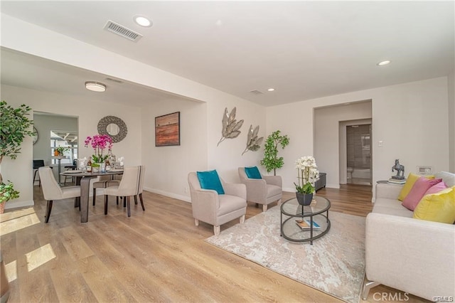 living room with light wood-type flooring