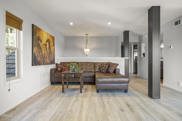 living room featuring light hardwood / wood-style floors