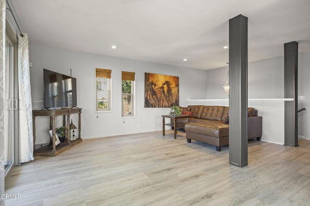 interior space with light hardwood / wood-style floors